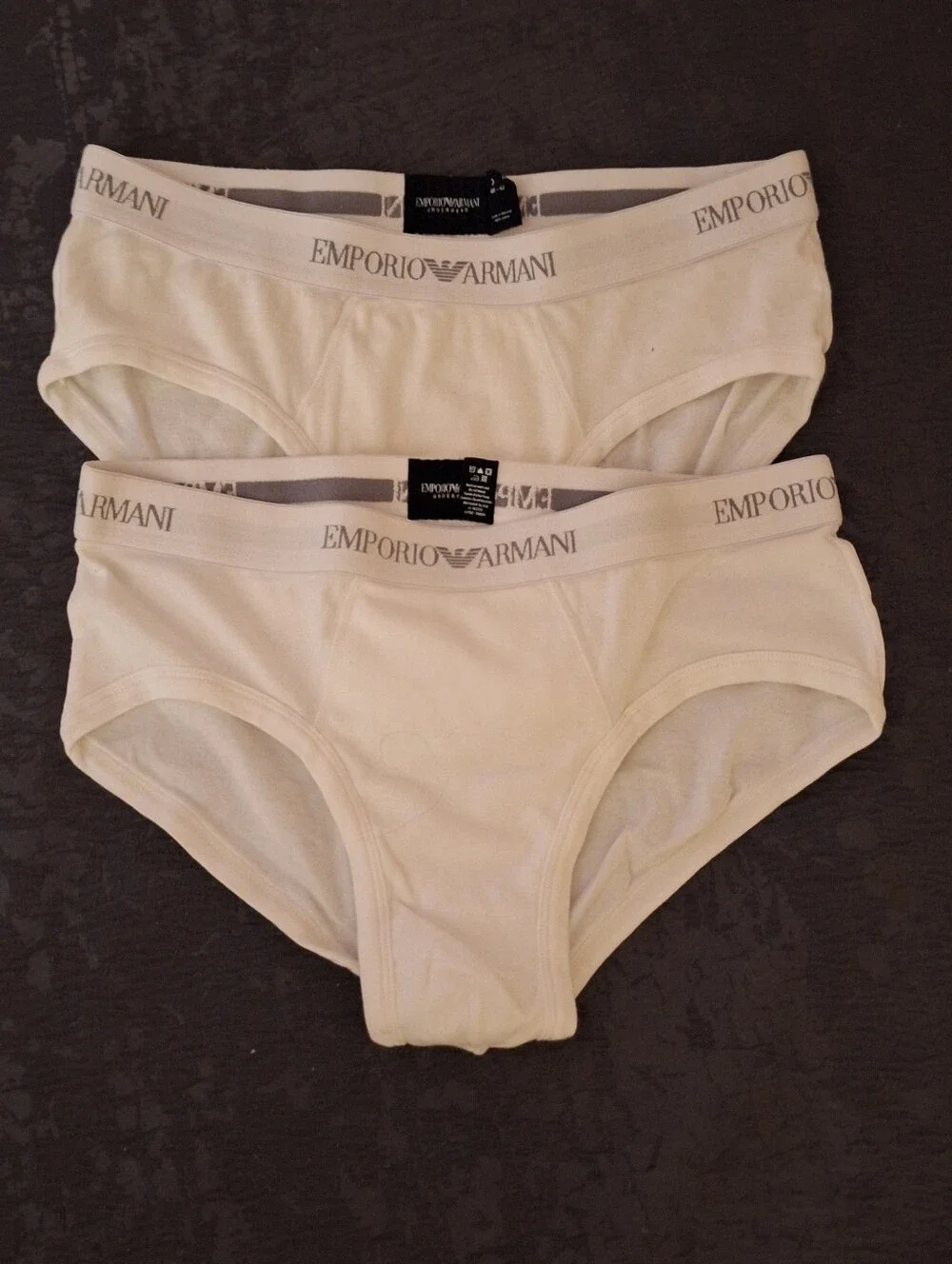 Emporio Armani White Men's Boxer Briefs with Silver Logo Waistband